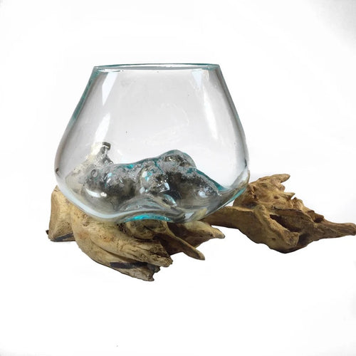 Driftwood & Blown Glass Planter- Large